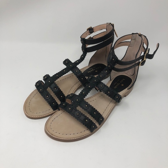 kate spade Shoes - New Kate Spade Santina Black Leather Sandals 8.5